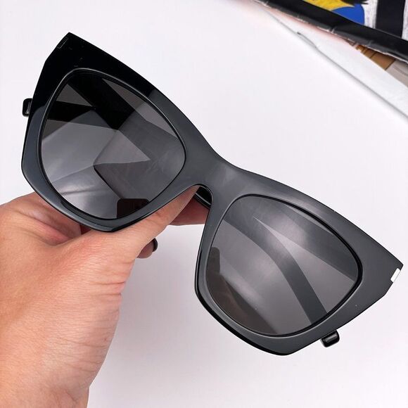 Saint Laurent  SL214 KATE 001 BRAND NEW Sunglasses  Black Cat Eye Women - Picture 1 of 11